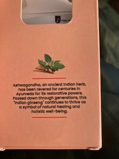 Ashwagandha info on box