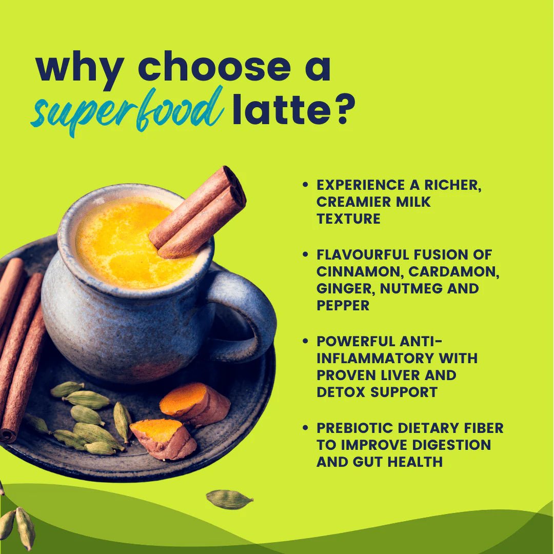 Superfood latte with cinnamon and turmeric benefits
