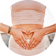 Pregnant woman gently holding belly in heart shape