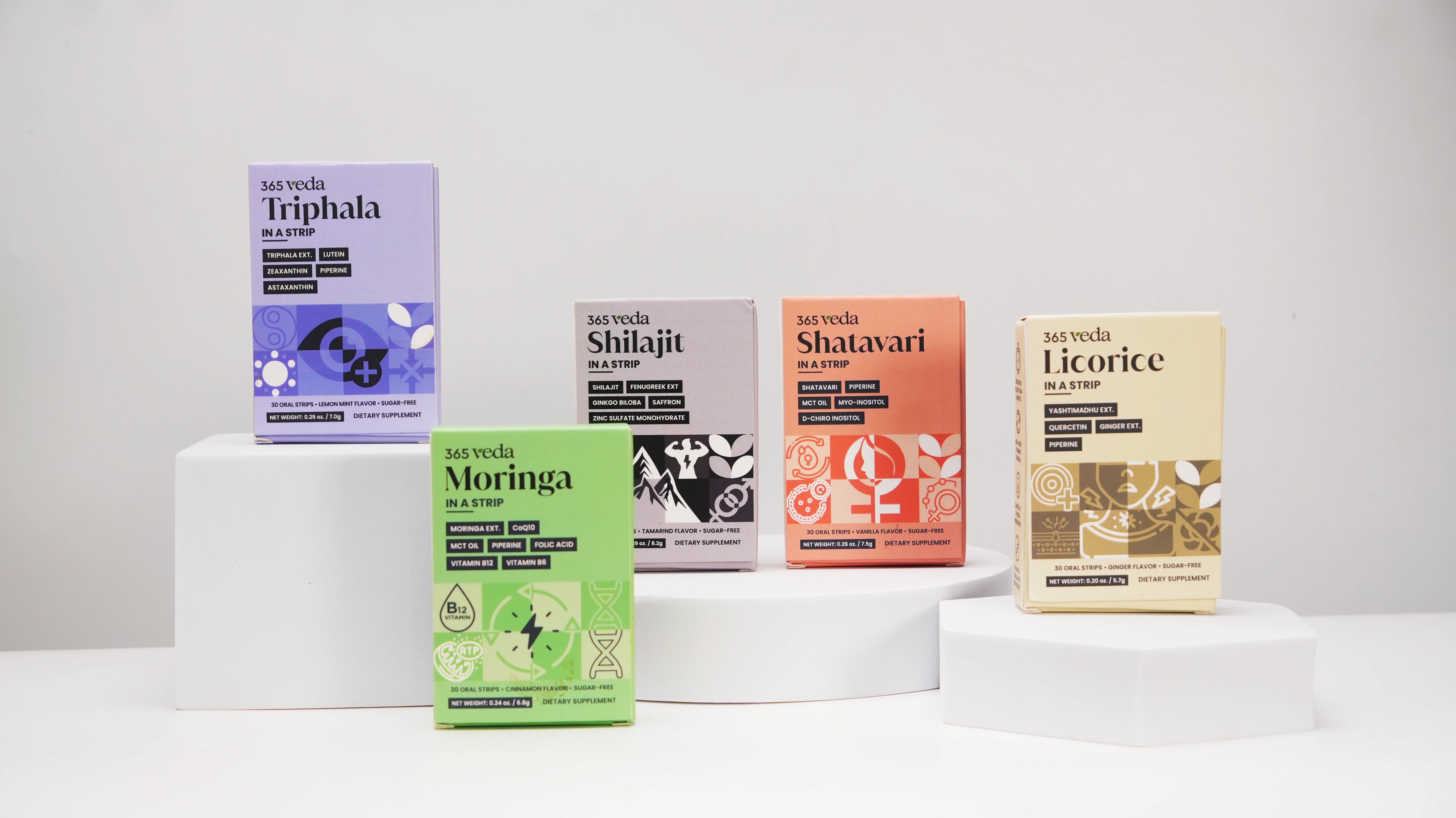 365 Veda supplement strips – Triphala, Shilajit, Shatavari, Moringa & Licorice